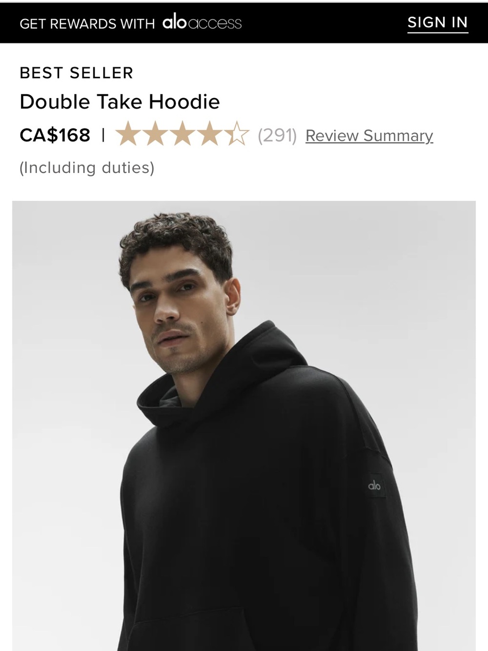 ALO Yoga Black Double-Layer Hoodie